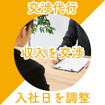 交渉代行・収入を交渉・入社日を調整